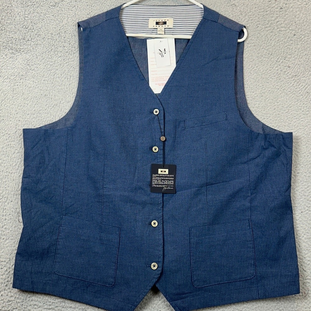 NEW Joseph Abboud Vest Mens 3X Big Navy Blue Pinstripe Adjustable Back Formal